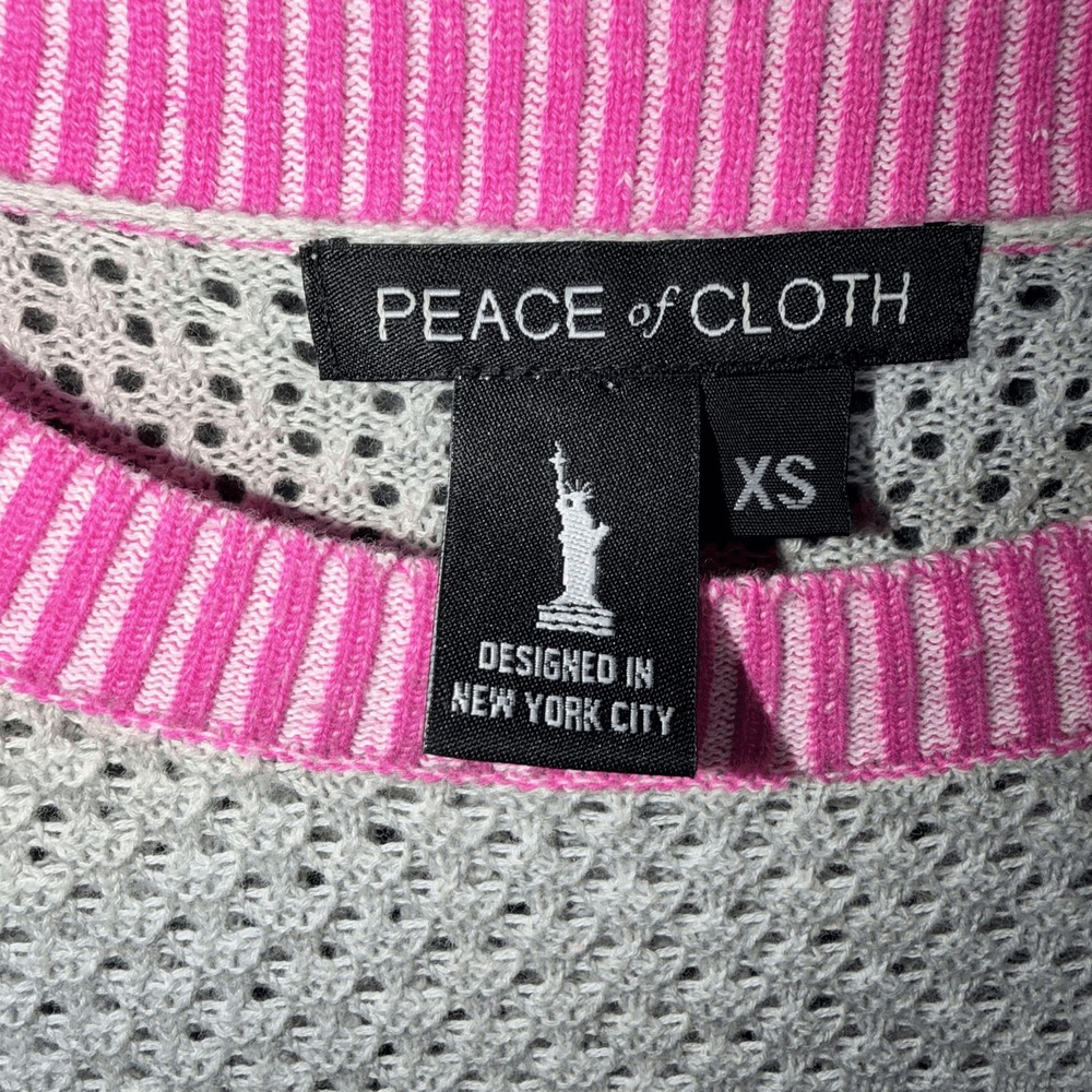 Peace of Cloth Womens Colorblock Sweater XS Gray Pink Neon Long Sleeve Cotton - Picture 2 of 7